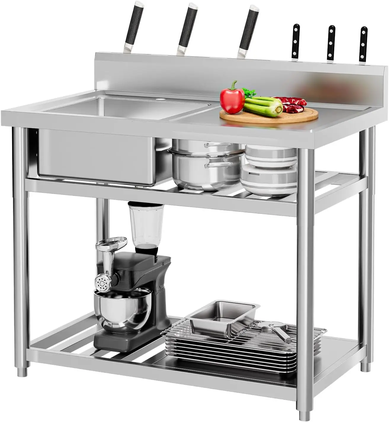 Commercial Kitchen Double Sink - Paslanmaz Çelik Evye, Ticari Mutfak Çamaşırhane