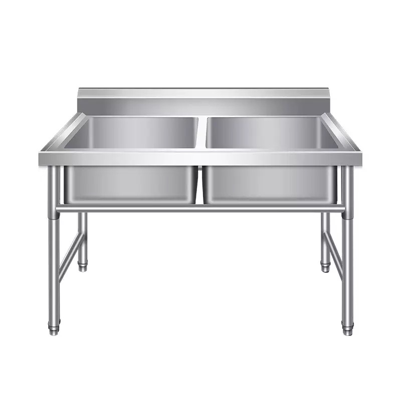 Commercial Kitchen Double Sink - Ticari Mutfak Paslanmaz Çelik Çalışma Masası