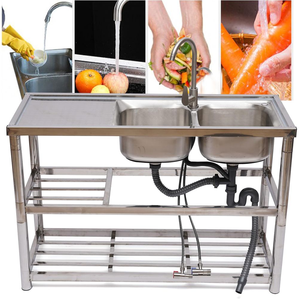 Ayaklı Paslanmaz Çelik Çift Ha - Commercial Kitchen Double Sink incelemesi ve fiyatı