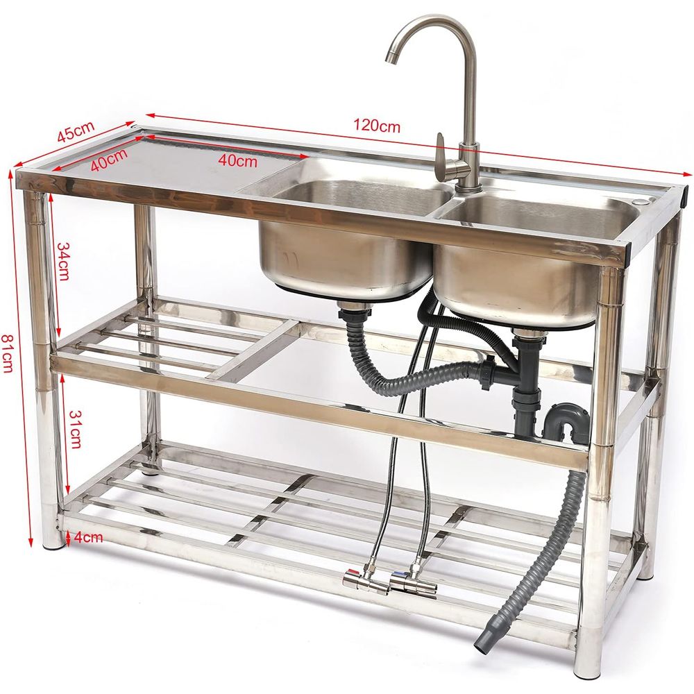 Ayaklı Paslanmaz Çelik Çift Ha - Commercial Kitchen Double Sink incelemesi ve fiyatı