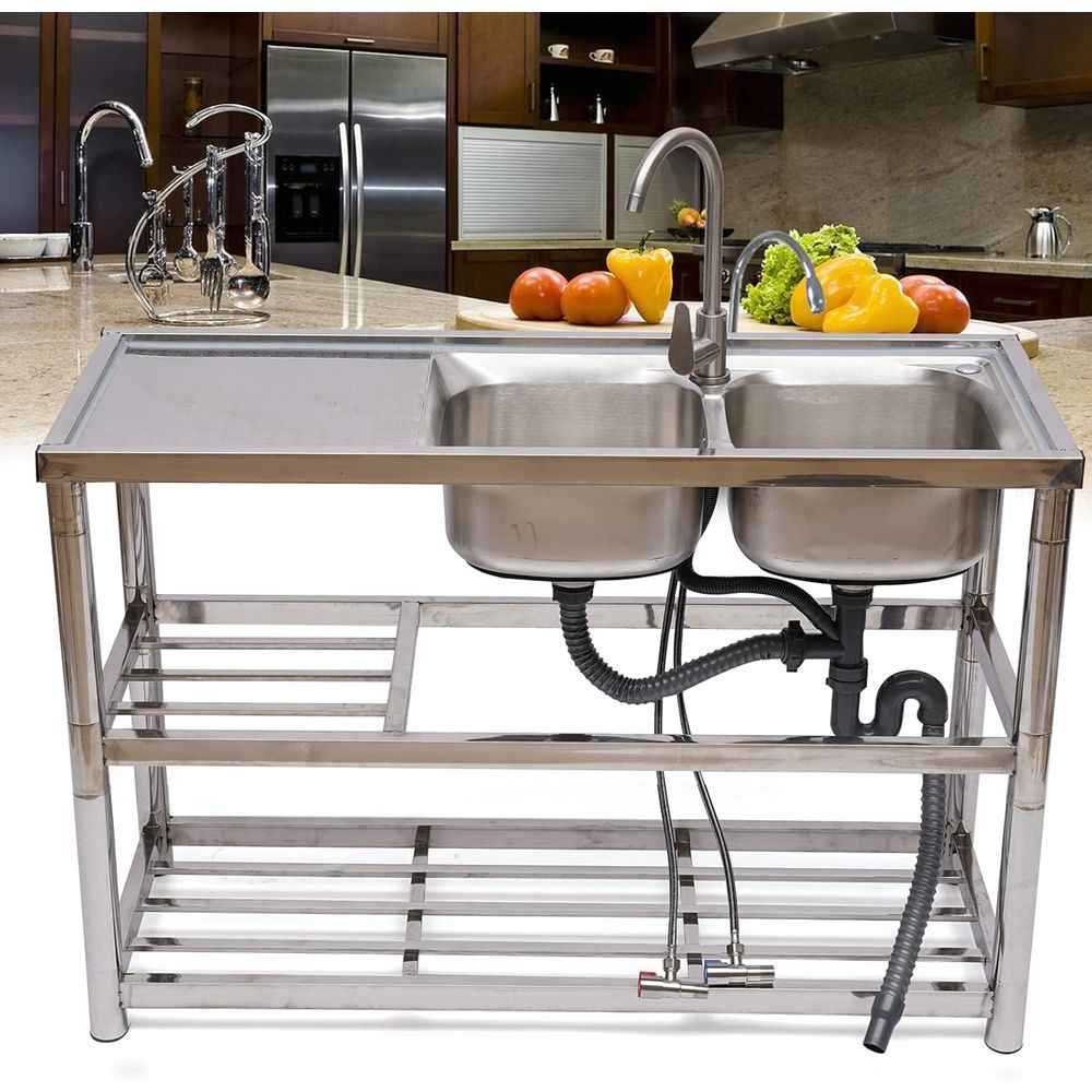 Ayaklı Paslanmaz Çelik Çift Ha - Commercial Kitchen Double Sink incelemesi ve fiyatı