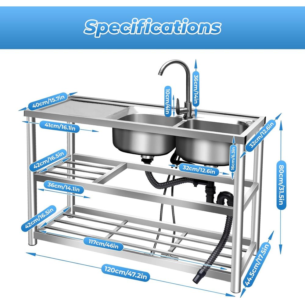 2 Ticari Mutfak Tezgahı + Hazı - Commercial Kitchen Double Sink incelemesi ve fiyatı